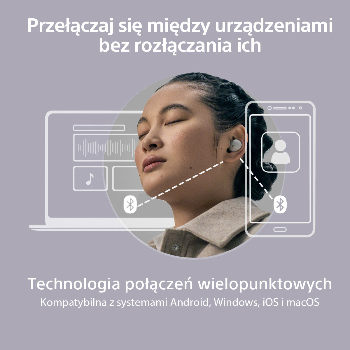 Słuchawki bezprzewodowe Sony (srebrne) | WF-1000XM5