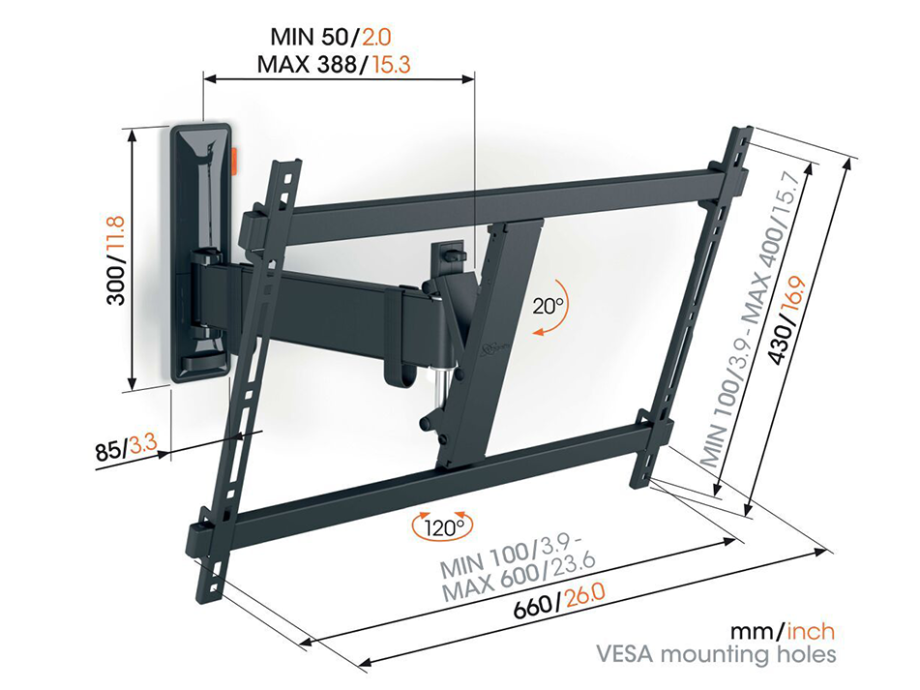 TVM 3623 obrotowy uchwyt do TV 40"-77"