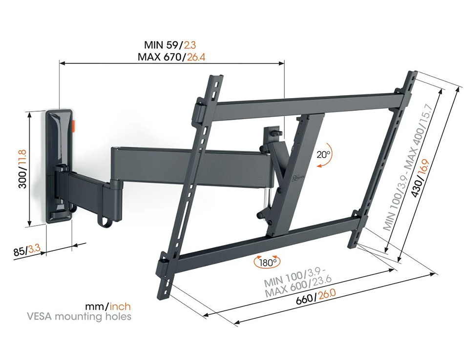 TVM 3643 obrotowy uchwyt do TV 40"-77"